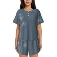 thumbnail image 1 of Gukieu White Dandelion Print Women's Short-sleeved Pajama Set, Round Neck Button Top Elastic Shorts 2-piece Set, Summer Home Leisure Clothing-4X-Large, 1 of 6