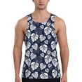 thumbnail image 1 of Gukieu White Leaves Print Men's Quick Dry Fitness Vest, Round Neck Sleeveless Fitness Bodybuilding Top-Small, 1 of 7