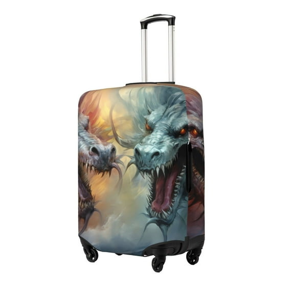 Gukieu White And Red Storm Dragon Print Suitcase Protective Cover, Elastic Zipper Buckle Suitcase Protective Cover, Suitable for Travel, Business Trip-X-Large
