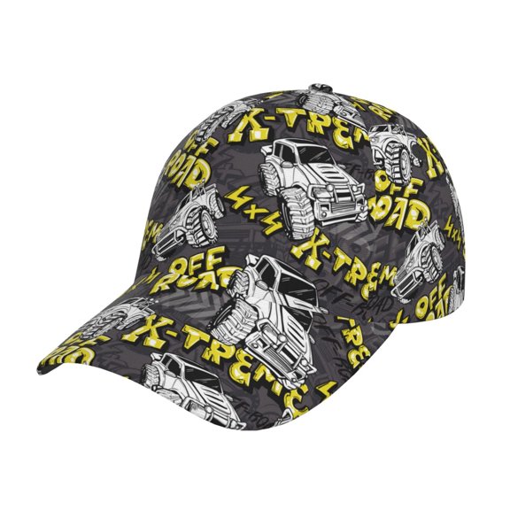 Gukieu White Retro Off-Road Vehicle Prin Baseball Cap, Adjustable Sweat-wicking Daily,Travel, Sports Cap, Unisex