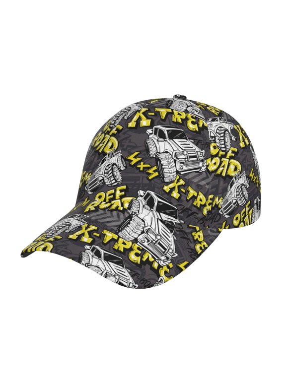 White Retro Off-Road Vehicle Prin Baseball Cap, Adjustable Sweat-wicking Daily,Travel, Sports Cap, Unisex