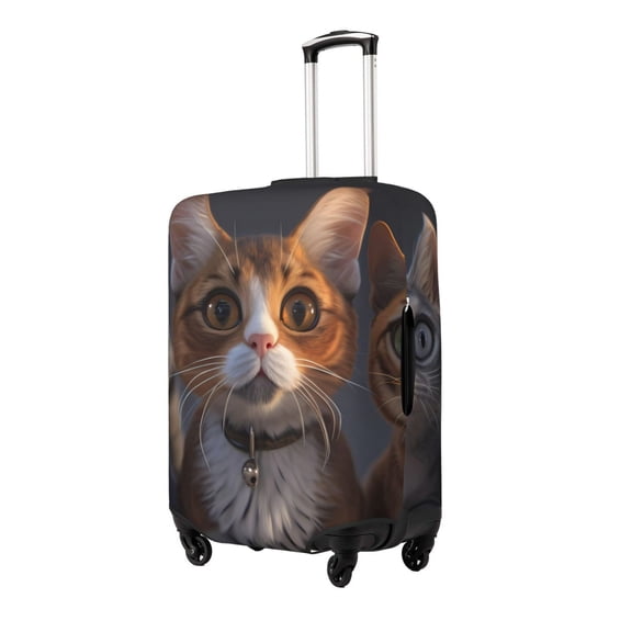 Gukieu Wide Eyed Cartoon Cats Print Suitcase Protective Cover, Elastic Zipper Buckle Suitcase Protective Cover, Suitable for Travel, Business Trip-Small