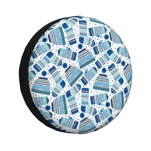 Gukieu Winter Knit Hat and Socks Print Car Tire Cover, Adjustable Waterproof and Dustproof Tire Protection Cover, Suitable for SUV, Truck, Van-14 inch