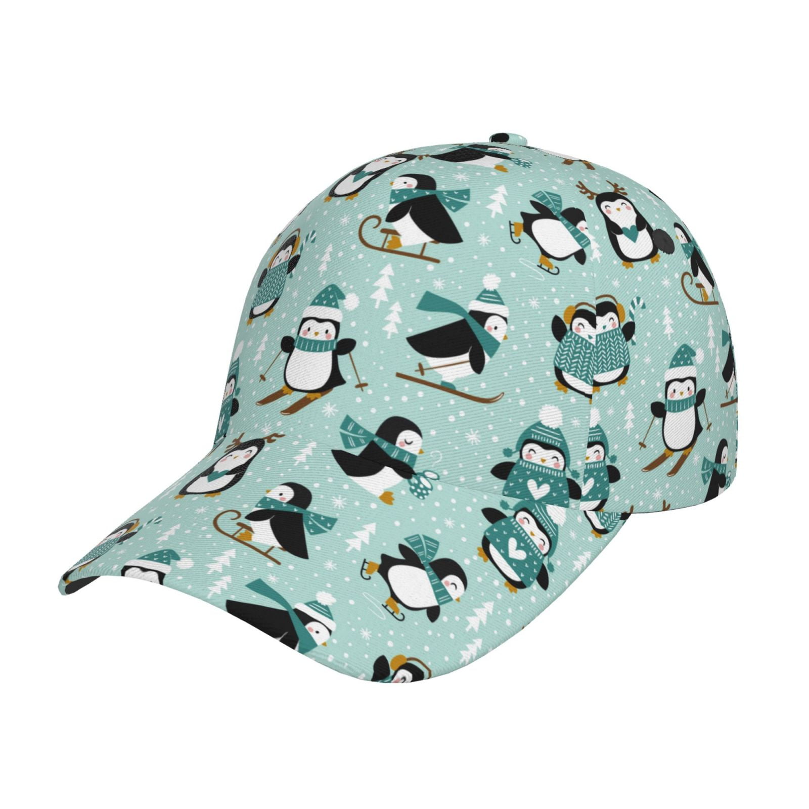 Gukieu Winter Skiing Penguin Prin Baseball Cap, Adjustable Sweat-wicking Daily,Travel, Sports Cap, Unisex