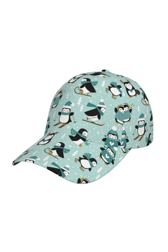Winter Skiing Penguin Prin Baseball Cap, Adjustable Sweat-wicking Daily,Travel, Sports Cap, Unisex