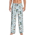 thumbnail image 1 of Gukieu Winter Wonderland Light Blue Print Men's Home Trousers, Elastic Drawstring Home Pajamas Clothing Suitable for Adult Men-Small, 1 of 6