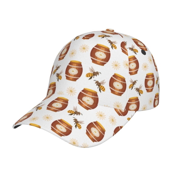Gukieu Wooden Barrels With Honey Prin Baseball Cap, Adjustable Sweat-wicking Daily,Travel, Sports Cap, Unisex