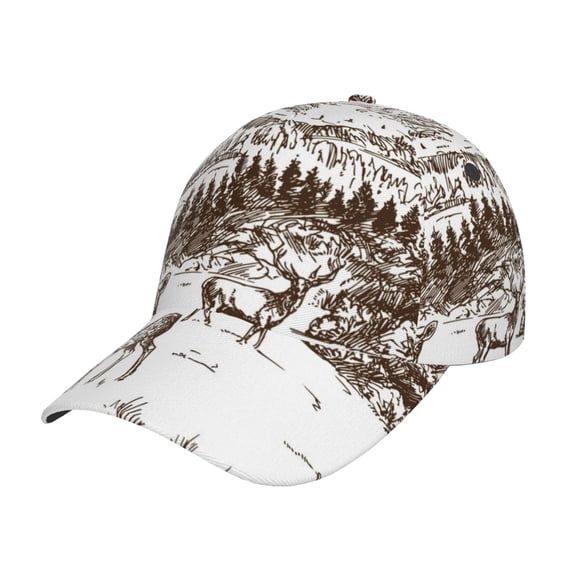 Gukieu Woodland Forest With Deers Prin Baseball Cap, Adjustable Sweat-wicking Daily,Travel, Sports Cap, Unisex