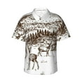 thumbnail image 1 of Gukieu Woodland Forest With Deers Print Men's Short-sleeved Shirts, Button-down Lapel Hawaiian Shirts, T-shirts, Beach Vacation Summer Casual Wear,3X-Large, 1 of 7