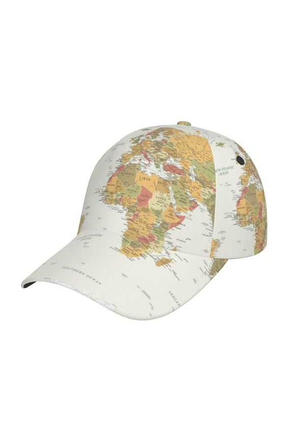World Map 1 Prin Baseball Cap, Adjustable Sweat-wicking Daily,Travel, Sports Cap, Unisex