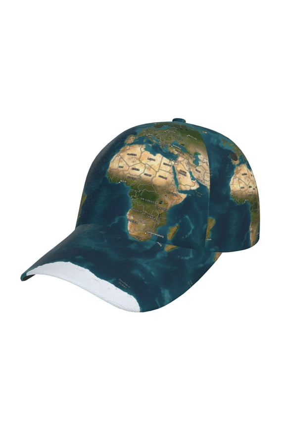 World Map Prin Baseball Cap, Adjustable Sweat-wicking Daily,Travel, Sports Cap, Unisex