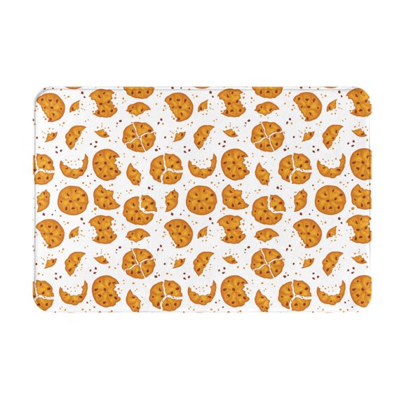 Gukieu Yellow Biscuit Print Dust-proof Floor Mats, Water-absorbent and Non-slip Flannel Door Mats 16x24in, Home Decoration Suitable for Kitchen, Bathroom, Garage