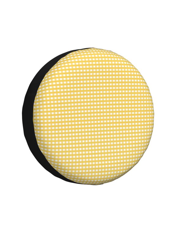 Yellow Gingham Print Car Tire Cover, Adjustable Waterproof and Dustproof Tire Protection Cover, Suitable for SUV, Truck, Van-14 inch