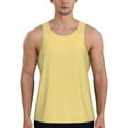 thumbnail image 1 of Gukieu Yellow Gingham Print Men's Quick Dry Fitness Vest, Round Neck Sleeveless Fitness Bodybuilding Top-XX-Large, 1 of 7