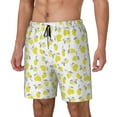 thumbnail image 1 of Gukieu Yellow Lemon Leaves Print Men's Double Layer Sports Swim Trunks, Quick Dry Adjustable Waist Swim Shorts Swimwear-Medium, 1 of 6