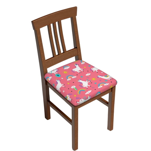 Gukieu Yoga Unicorn Print Square Cushion Cover, Elastic Strap Chair Protector, Suitable for Family Restaurant, Hotel Banquet Decorations-Six Piece