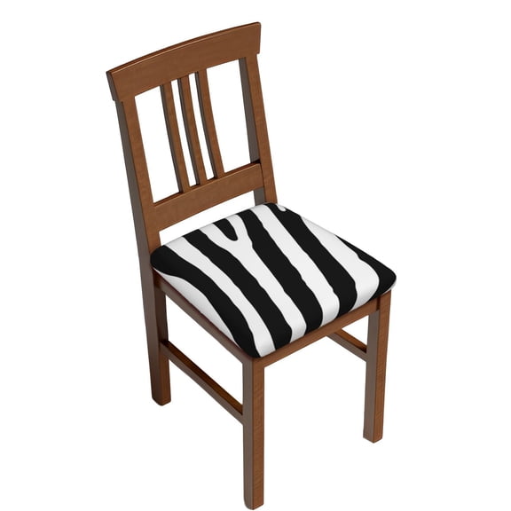 Gukieu Zebra Print Square Cushion Cover, Elastic Strap Chair Protector, Suitable for Family Restaurant, Hotel Banquet Decorations-Six Piece