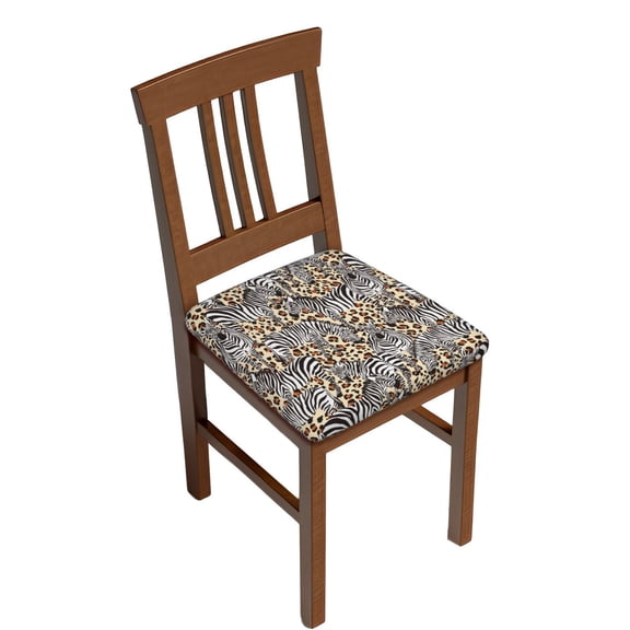 Gukieu Zebra Print Square Cushion Cover, Elastic Strap Chair Protector, Suitable for Family Restaurant, Hotel Banquet Decorations-Two Pieces