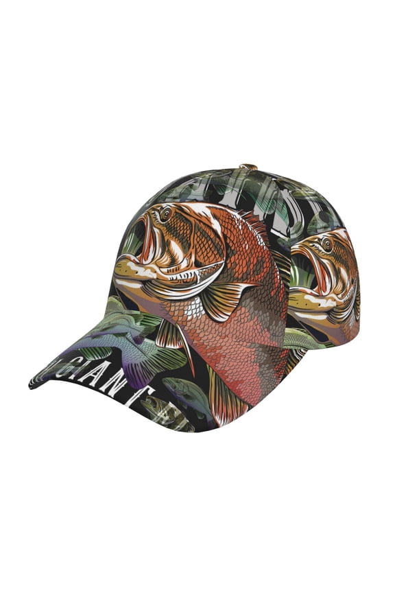 bass water fishing Prin Baseball Cap, Adjustable Sweat-wicking Daily,Travel, Sports Cap, Unisex