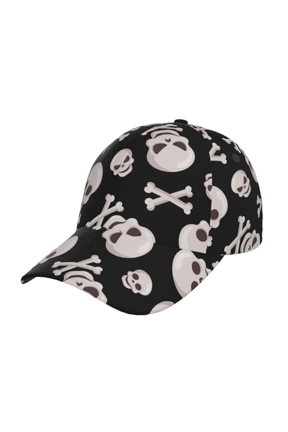 black white Skull bone Prin Baseball Cap, Adjustable Sweat-wicking Daily,Travel, Sports Cap, Unisex