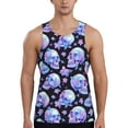 thumbnail image 1 of Gukieu blue Skull flower Print Men's Quick Dry Fitness Vest, Round Neck Sleeveless Fitness Bodybuilding Top-4X-Large, 1 of 7