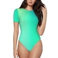 thumbnail image 1 of Gukieu blue green colors Print Women's Short Sleeve Bodysuit, Round Neck Snap-on Bodysuit, Suitable for Adult Women-X-Large, 1 of 7