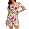 thumbnail image 1 of Gukieu cartoon ladybird Print Women's Nightgown, A-line Round Neck Short-sleeved Nightgown Pajamas Home Wear Suitable for Home and Outing, 1 of 6
