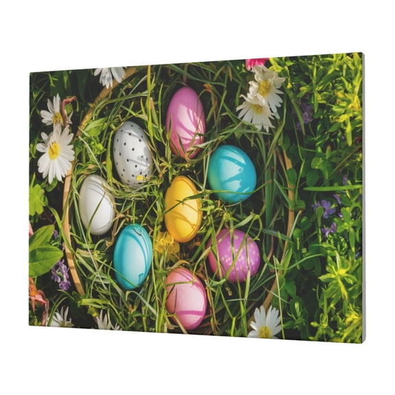 Gukieu colorful Easter eggs Print Horizontal Canvas Decorative Painting 12x16 Inch Shrinkage Resistant Frame Hanging Home Wall Art Decor