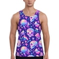 thumbnail image 1 of Gukieu colorful mushroom Skull rainbow Print Men's Quick Dry Fitness Vest, Round Neck Sleeveless Fitness Bodybuilding Top-Large, 1 of 7