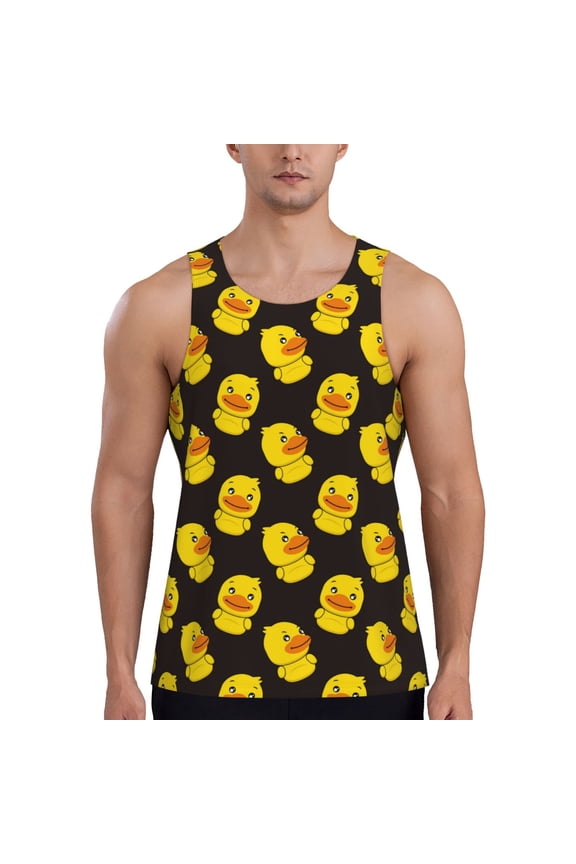 cute duck Print Men's Quick Dry Fitness Vest, Round Neck Sleeveless Fitness Bodybuilding Top-4X-Large