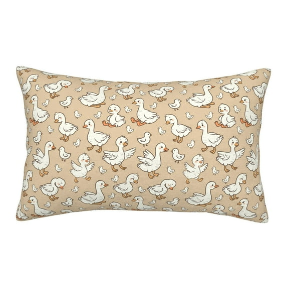 Gukieu cute geese and chicks Print Plush Pillow Cover, Hidden Zipper Pillow Protector without Pillow Core, Suitable for Bedroom, Office, Car Decoration-14"x20"