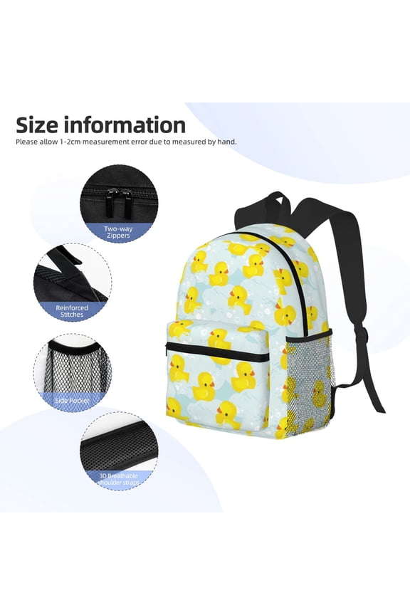 cute rubber duck Print Backpack, Waterproof Backpack with Adjustable Shoulder Straps, Suitable for Campus, Business, Travel, Unisex