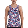 thumbnail image 1 of Gukieu daisy Skull red flower Print Men's Quick Dry Fitness Vest, Round Neck Sleeveless Fitness Bodybuilding Top-Medium, 1 of 1