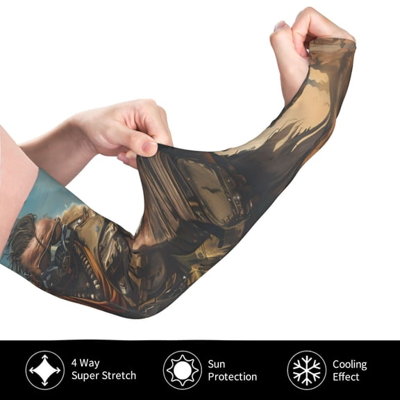 Gukieu desert Man Shepherd Dog for Adult Ice Silk Sun Protection Arm Sleeves, Moisture Wicking, UV Protection Outdoor Sports Arm Sleeves, Unisex