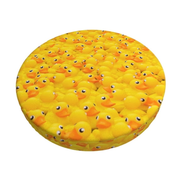 Gukieu duck floating in the pool Print Round Chair Cover, Dust-proof and Non-slip Bar Chair Protective Cover, Suitable for Bars, Restaurants, Offices-12 inch