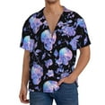 thumbnail image 1 of Gukieu flower Skull crystal Print Men's Short-sleeved Shirts, Button-down Pocket Shirts, T-shirts, Beach Vacation Travel Summer Clothing-Medium, 1 of 5