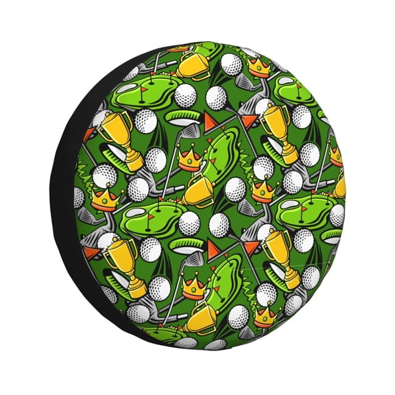 Gukieu golf Sport club Print Car Tire Cover, Adjustable Waterproof and Dustproof Tire Protection Cover, Suitable for SUV, Truck, Van-16 inch