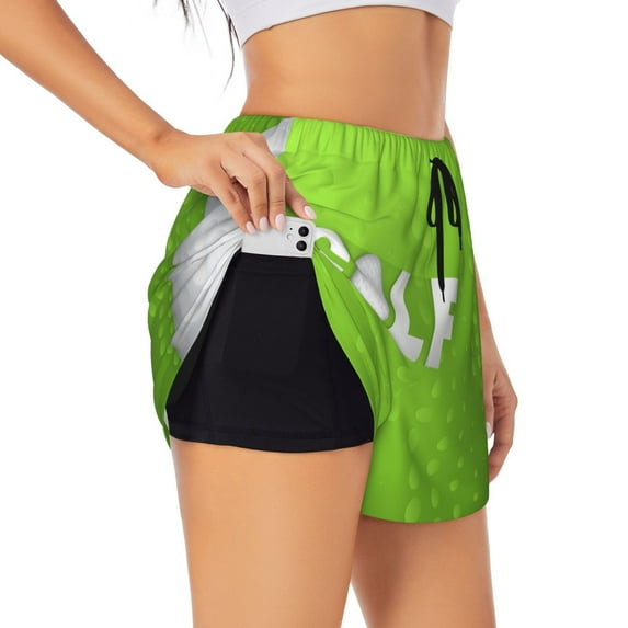 Gukieu golf ball Print Women's Sports Shorts with Drawstring Elastic Waistband for Running, Yoga, Fitness-Large
