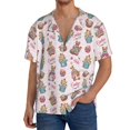thumbnail image 1 of Gukieu happy Easter Print Men's Short-sleeved Shirts, Button-down Pocket Shirts, T-shirts, Beach Vacation Travel Summer Clothing-4X-Large, 1 of 5