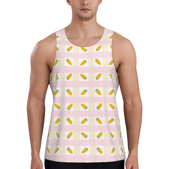 Gukieu kawaii carrots Print Men's Quick Dry Fitness Vest, Round Neck Sleeveless Fitness Bodybuilding Top-4X-Large