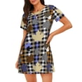 thumbnail image 1 of Gukieu maple leaves Houndstooth Print Women's Nightgown, A-line Round Neck Short-sleeved Nightgown Pajamas Home Wear Suitable for Home and Outing, 1 of 6