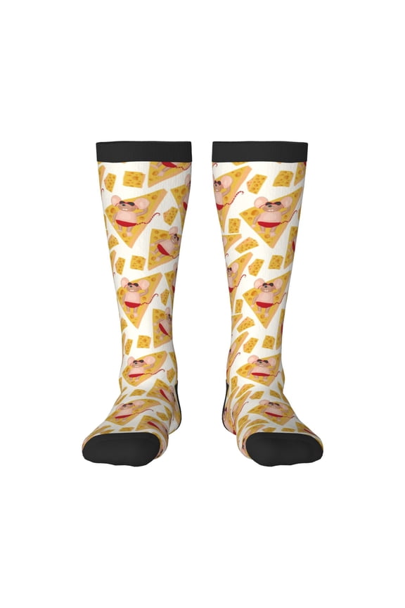 mouse holiday Print Contrast Color Stockings, Elastic Sports Socks Warm Socks Clothing Accessories, Adult Unisex