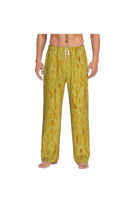 nachos cracker Print Men's Home Trousers, Elastic Drawstring Home Pajamas Clothing Suitable for Adult Men-Medium
