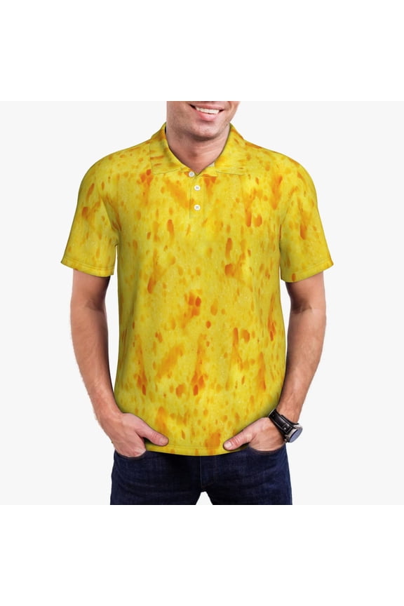 nachos cracker Print Men's Quick-drying POLO Shirt, Button-down Summer T-shirt, Suitable for Work and Outdoor Activities-Medium