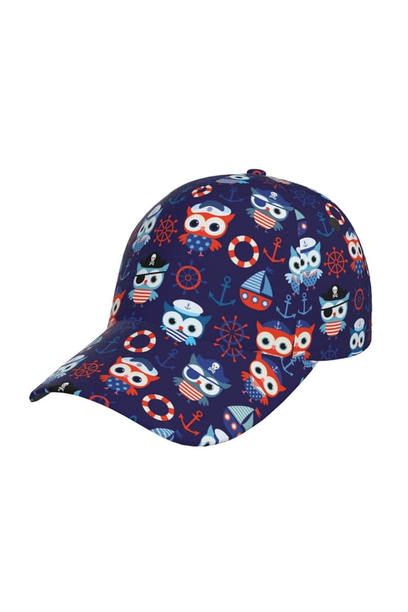 pirate owls and boats Prin Baseball Cap, Adjustable Sweat-wicking Daily,Travel, Sports Cap, Unisex