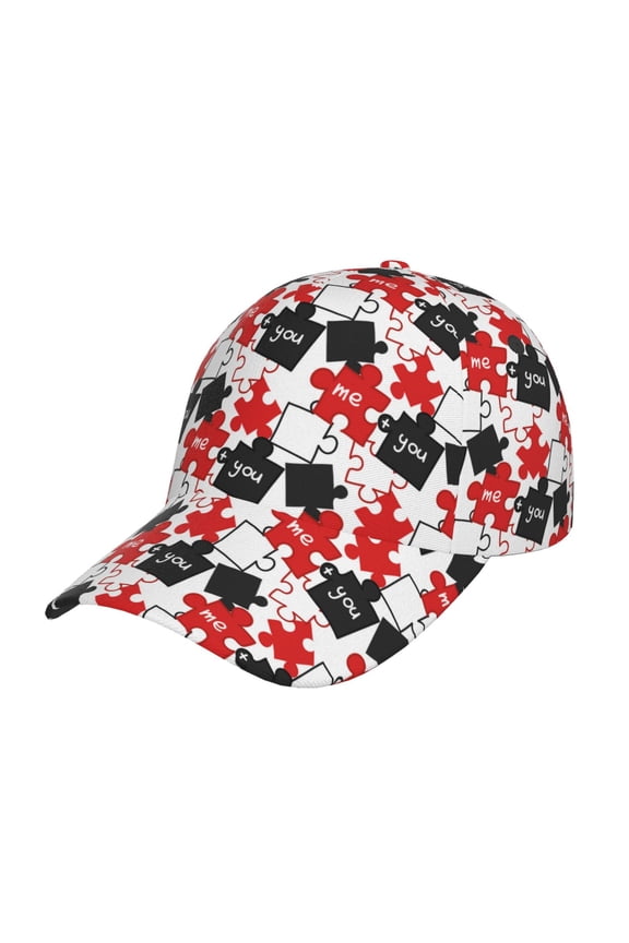 puzzle elements with the words me you Prin Baseball Cap, Adjustable Sweat-wicking Daily,Travel, Sports Cap, Unisex