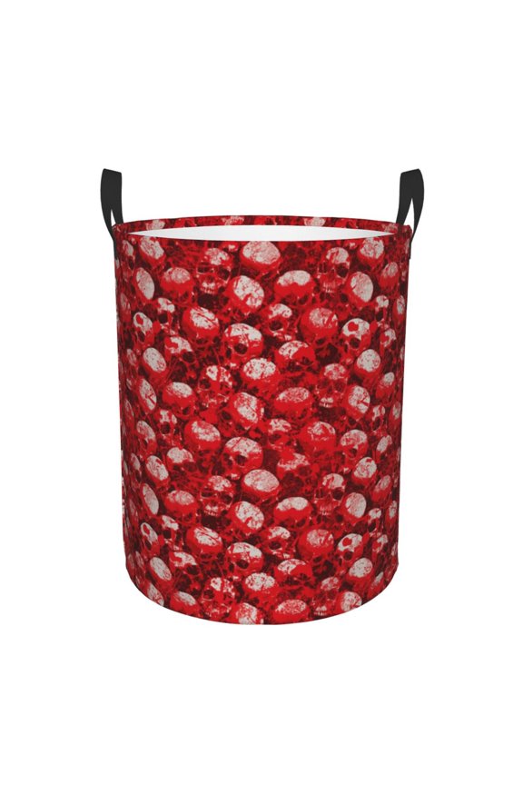skulls with grunge Print Round Dirty Clothes Bag, Waterproof Standing Home Bathroom Storage Basket Car Trunk Storage Bag-Medium