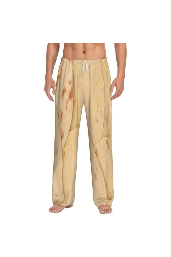 taco tortilla Print Men's Home Trousers, Elastic Drawstring Home Pajamas Clothing Suitable for Adult Men-Medium