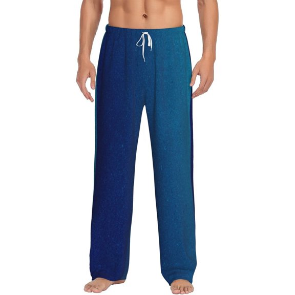 Gukieu teal blue Print Men's Home Trousers, Elastic Drawstring Home Pajamas Clothing Suitable for Adult Men-3X-Large