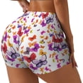 thumbnail image 1 of Gukieu watercolor butterflies Print Women's Sports Shorts, Elastic Waist High Stretch Running Yoga Gym Sweatpants-Small, 1 of 8